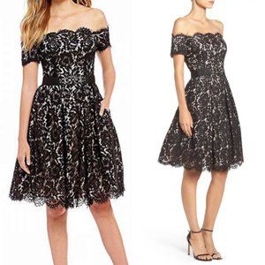 Eliza J Cocktail Dress Off-shoulder Lace Black 10